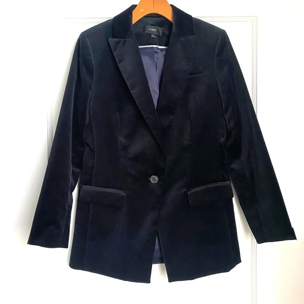 J. CREW Willa Blazer in Stretch Velvet Black size 2 - Picture 8 of 13
